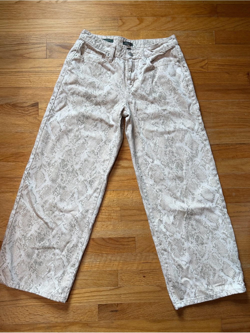 Wild Fable Cream Snake-Print Wide Leg Jeans